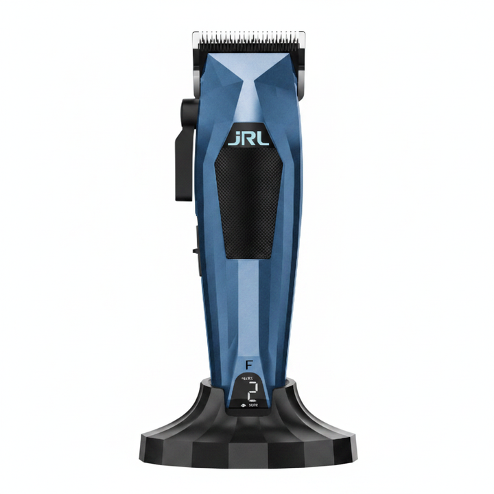 JRL 3000C Hair Clipper Fade Blade Blau auf Ladestation