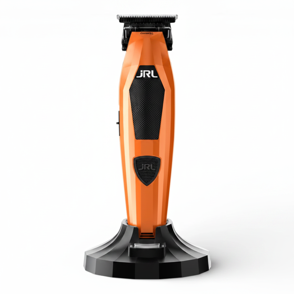 JRL Diamante 2025T Trimmer Orange – Frontansicht auf Ladestation