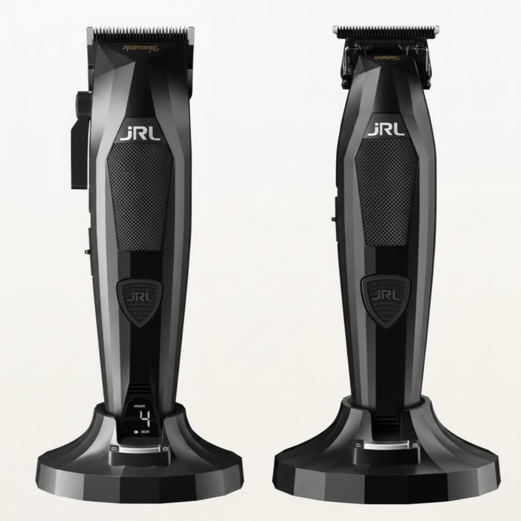 JRL Diamante Clipper und Trimmer Combo Kit Schwarz auf Ladestationen