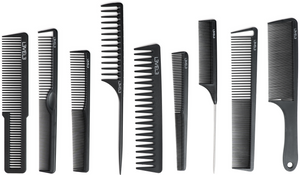 L3VEL3 Carbon Kamm Set 9-teilig – Profi Haarkamm-Set für Barbershop und Friseur